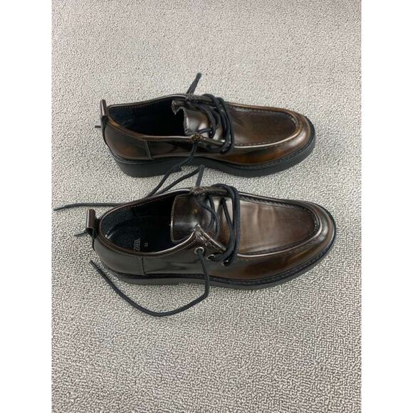 Zara Dress Shoes Women EU 39 Brown Lace Up Chunky Platform Sole Round Toe Oxford - Picture 6 of 9